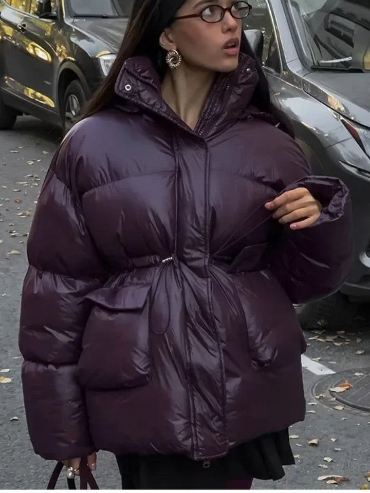 Tie-Waist Warm Puffer Jacket