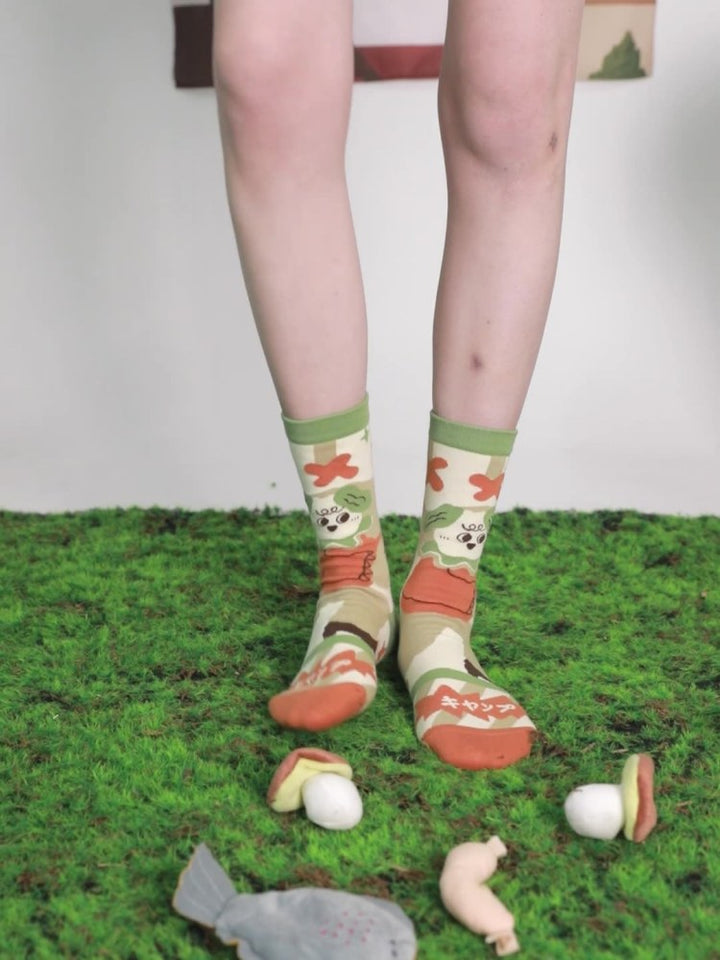 Βαμβακερές κάλτσες με μοτίβο με χαριτωμένα καρτούν