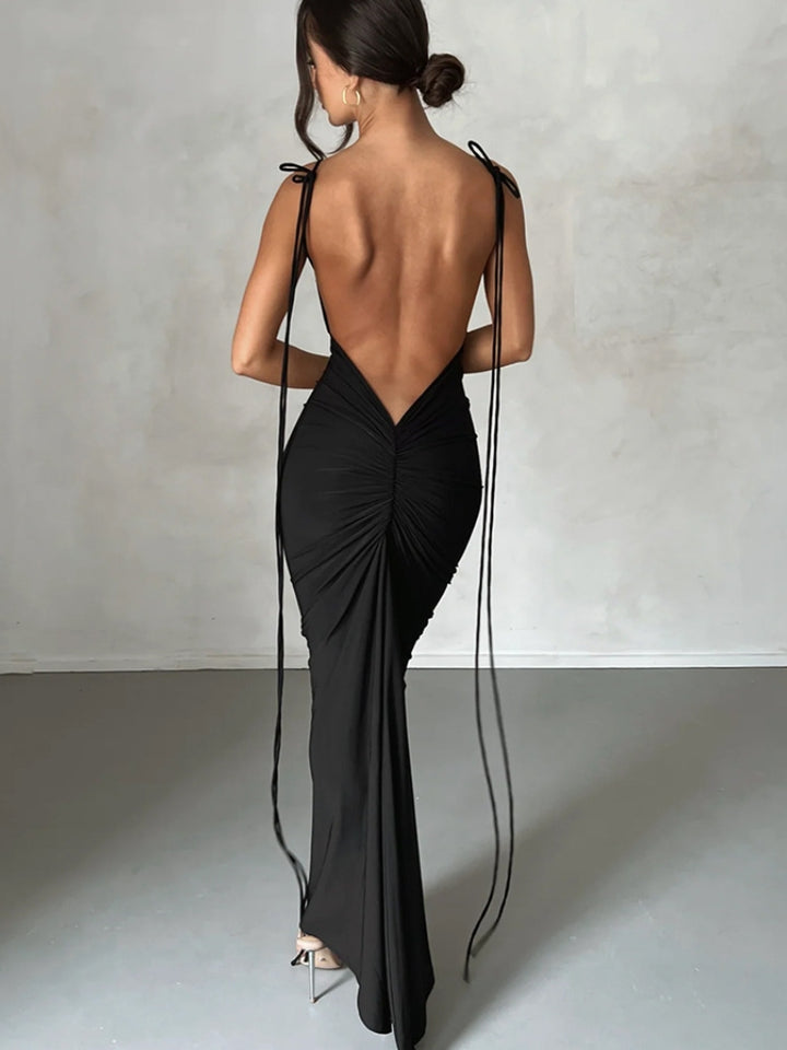 Backless Ruched Evening Dress - Itim