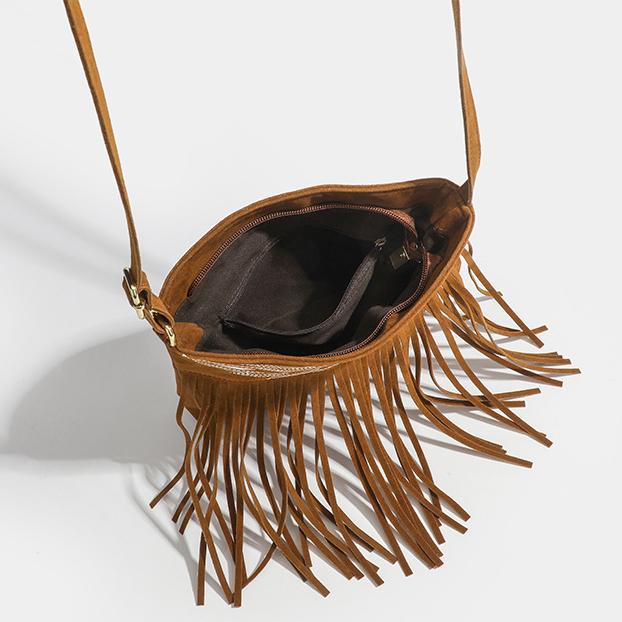 Western Cowboy Brown Fringe Crossbody taske