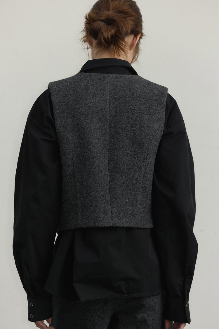French V-Neck Wool Vest