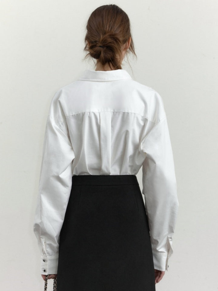Französisch inspiriertes Baumwoll-Cardigan-Shirt