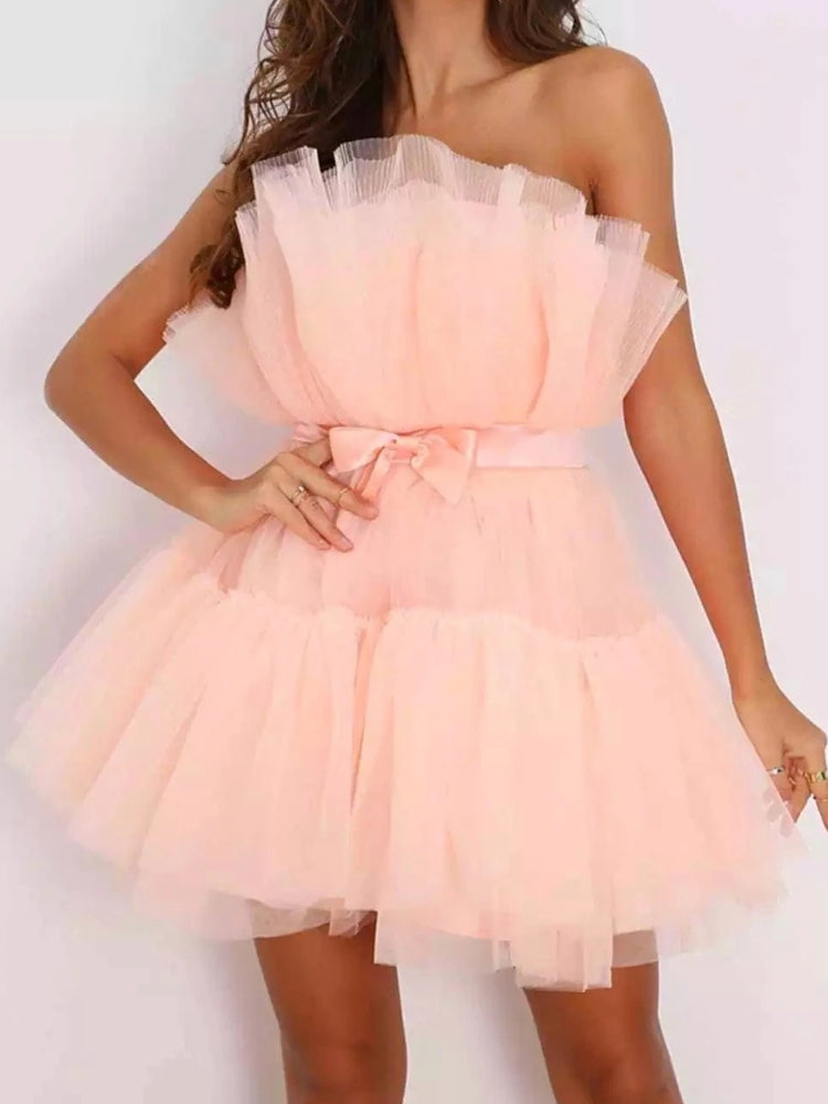 Mesh Bow Tulle Dress