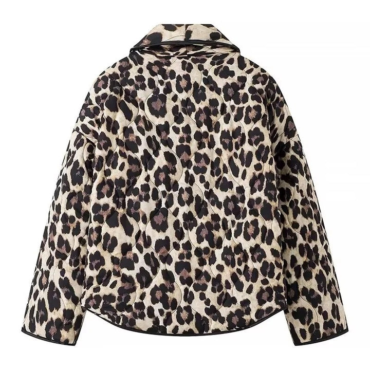 Leopard print quiltet jakke