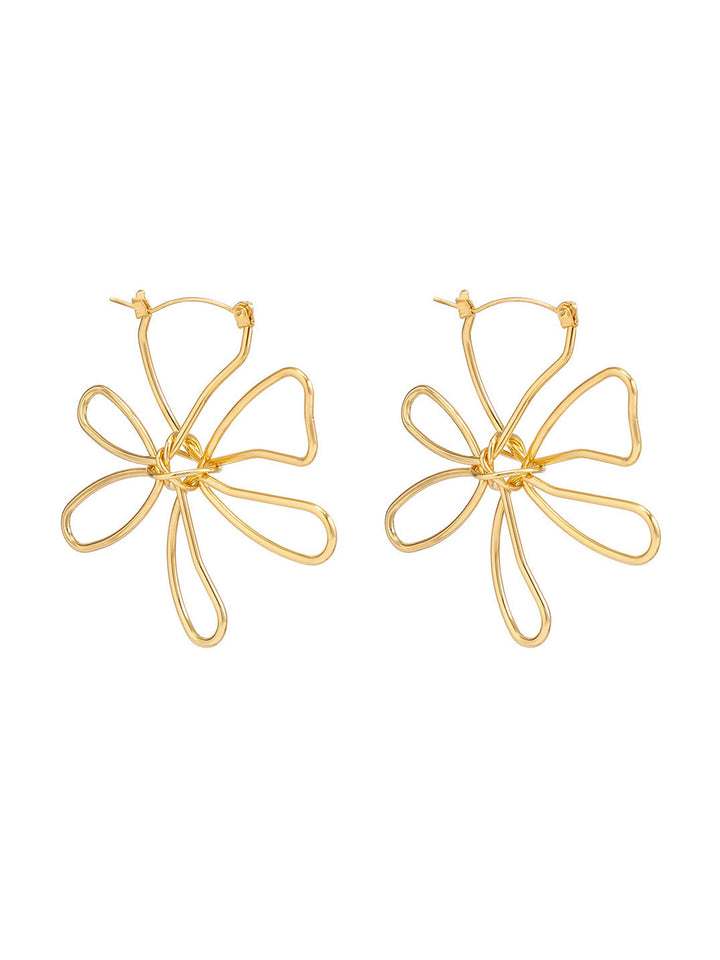 Fashionable Metal Glossy Large Flower Earrings