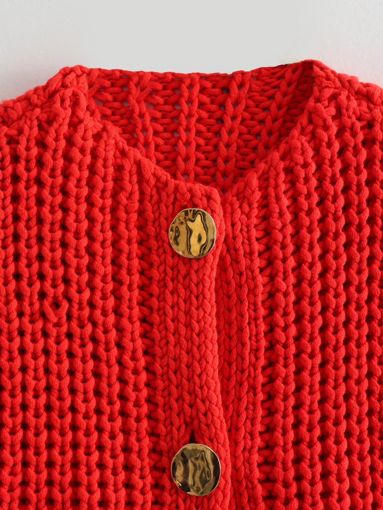 Store knapper ensfarvet strik vest cardigan