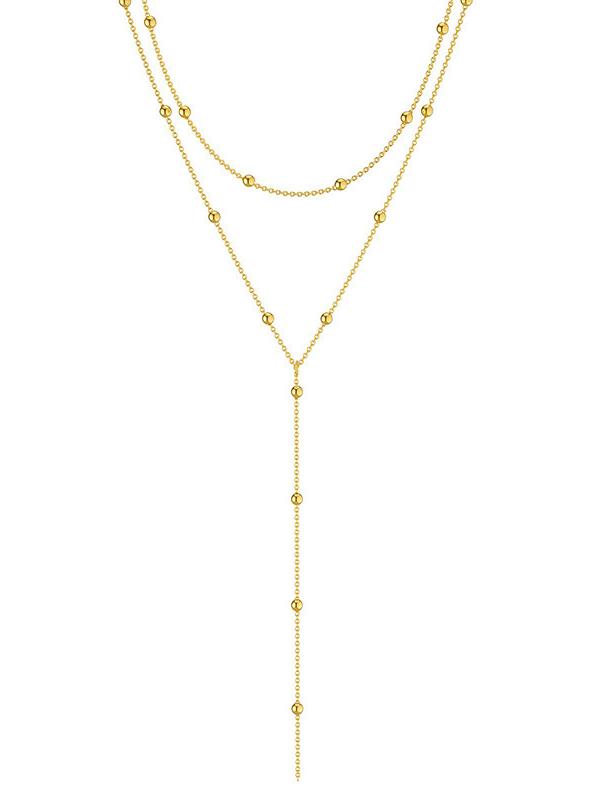 14 k guldpläterade Besties med pärlor halsband guld