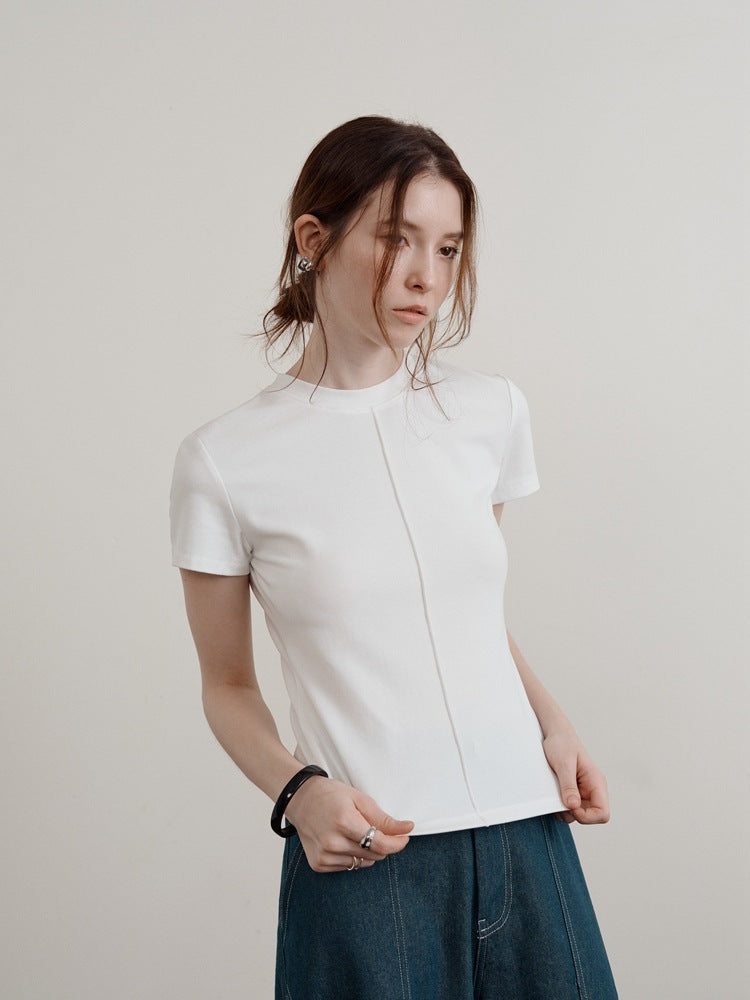 Camiseta básica informal minimalista de manga corta