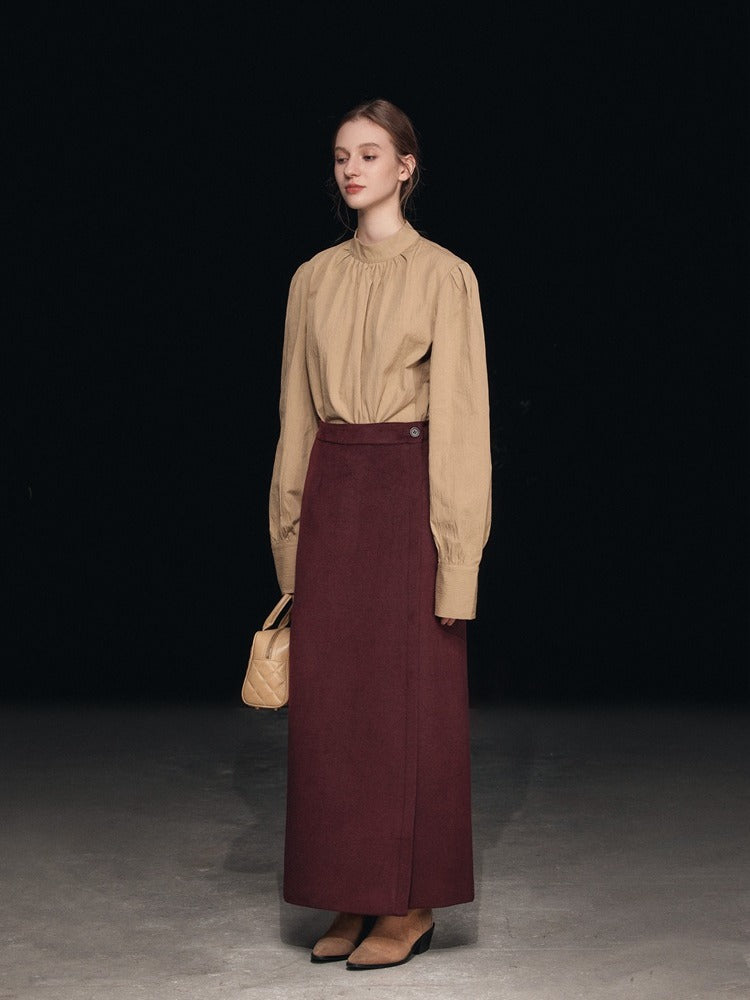High-Waisted Vintage Wool  Skirt