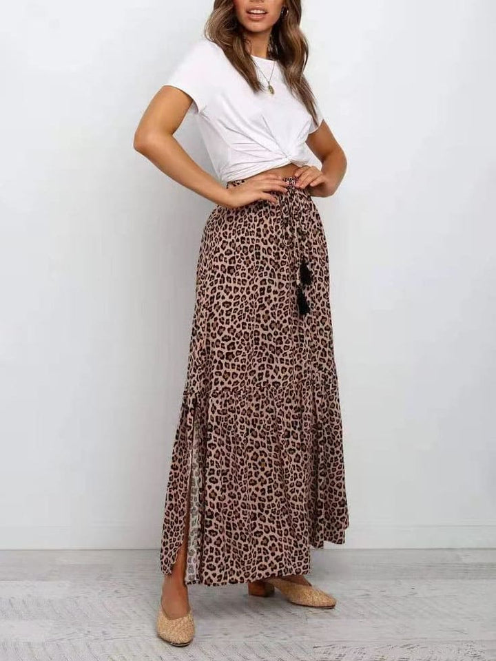 Brune maxi-nederdele med leopardprint