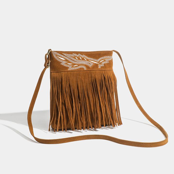 Western Cowboy Brown Fringe Crossbody Bag