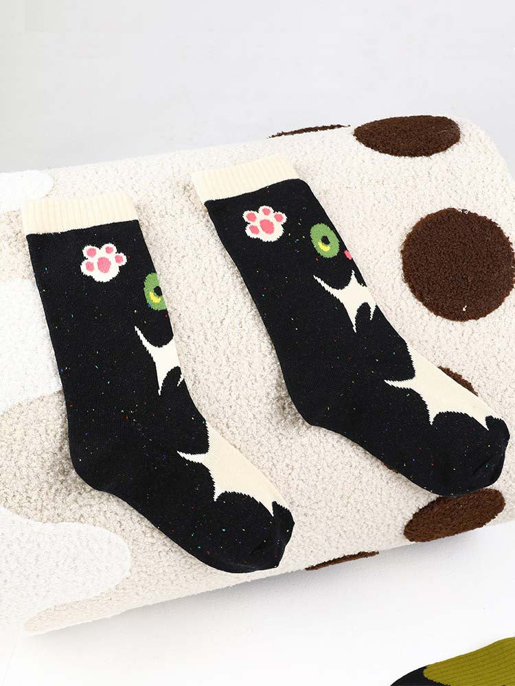Adorables chaussettes en coton de dessin animé, chat moelleux