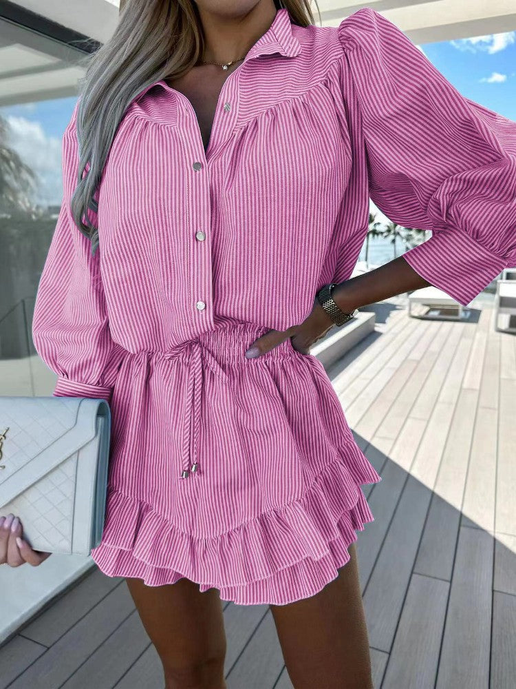 Striped Shirt at Skirt Set