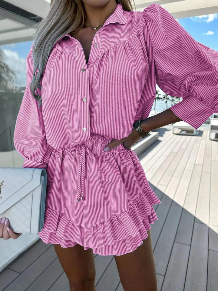 Striped Shirt at Skirt Set