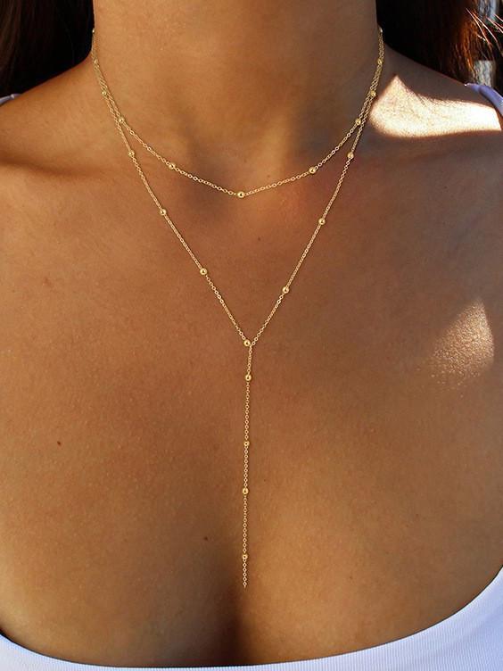 14 k guldpläterade Besties med pärlor halsband guld