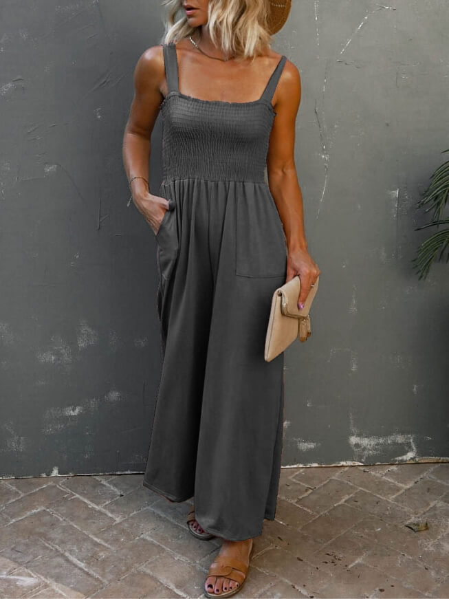 Smocked Pocket Jumpsuit
