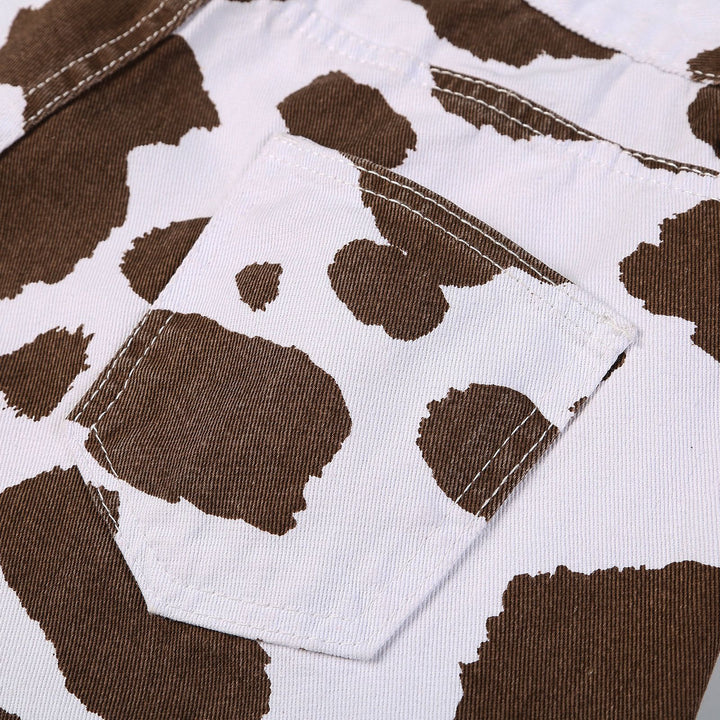 Cowboy Style Brown Cow Print Shorts