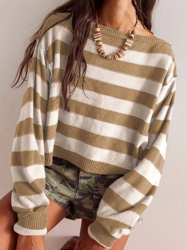 Striped Cropped Knit Top