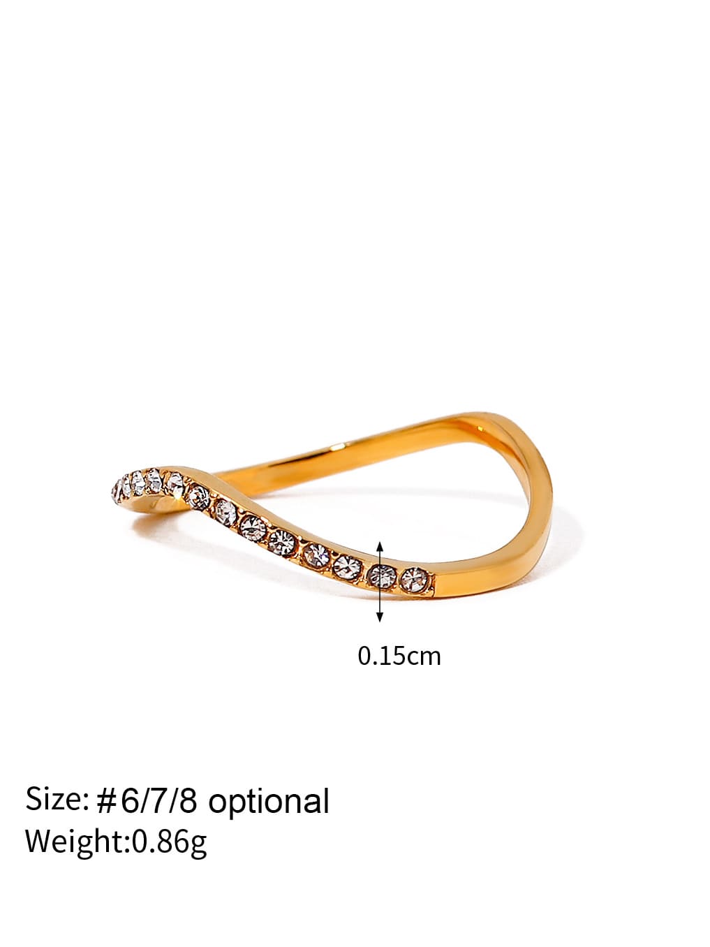 Sleek Wave Line Diamond-Inlaid Ring – Boiilife