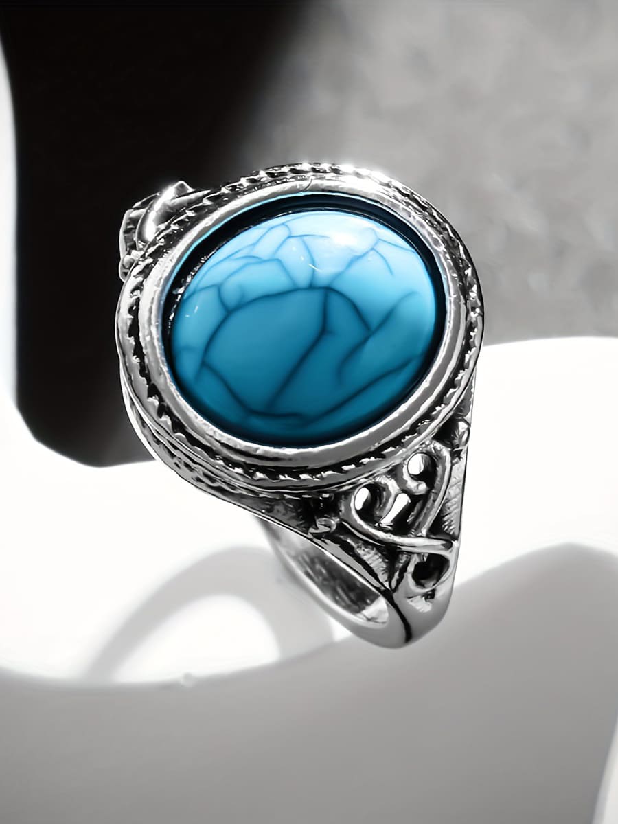 Anello in argento sterling con squisita pietra blu