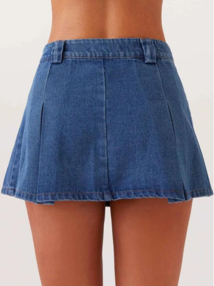 Casual Sleeveless High Waist Denim Set