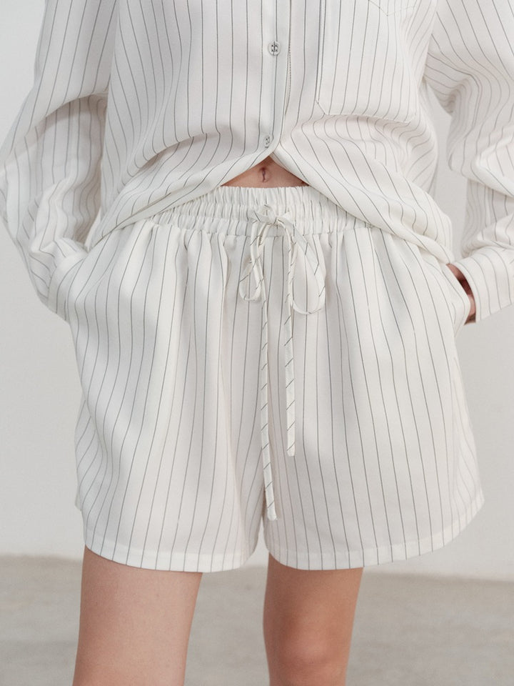 Casual Striped Wide-Leg Shorts