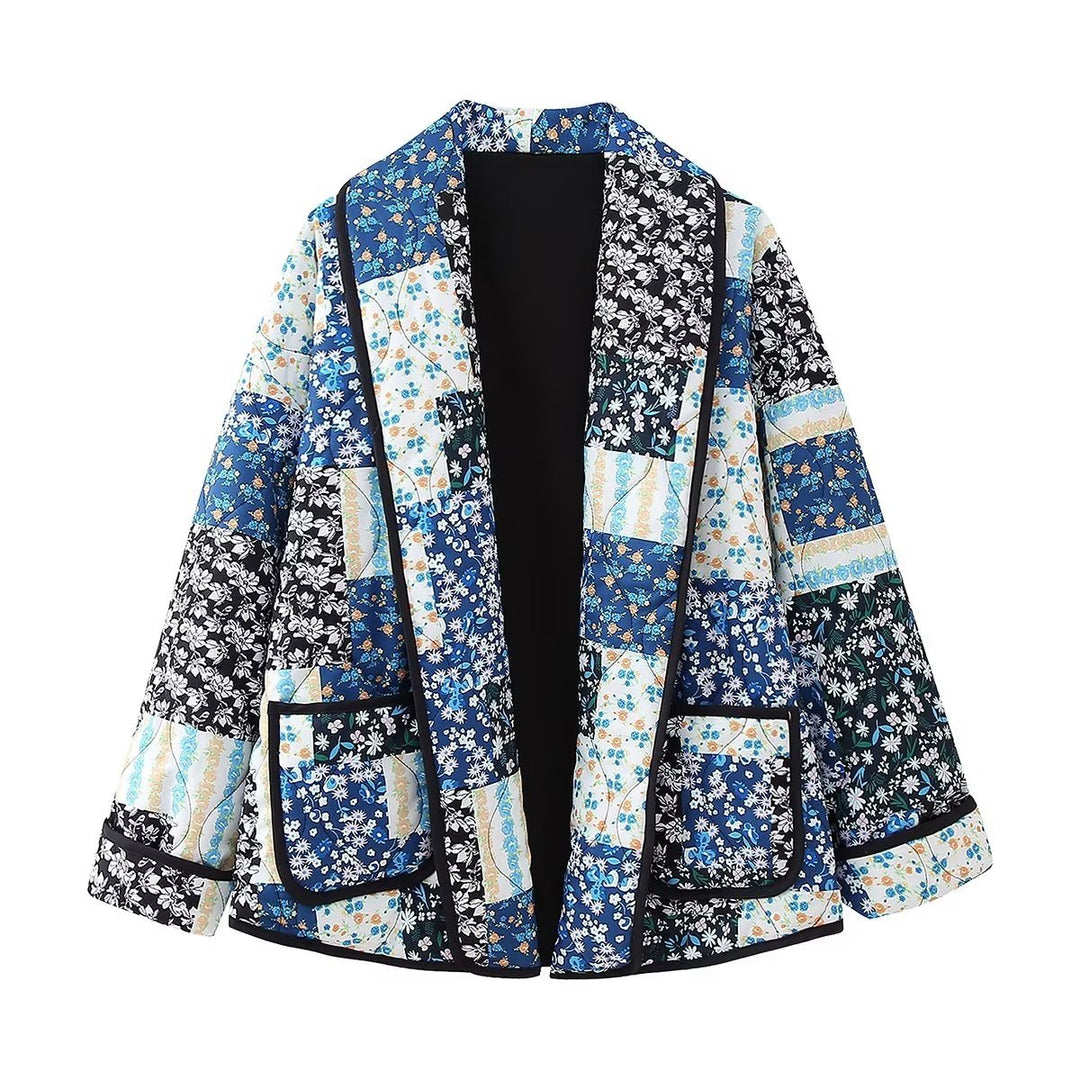 Jacke mit Reverstasche und Blumen-Patchwork-Print