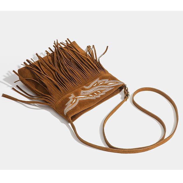 Western Cowboy Brown Fringe Crossbody taske