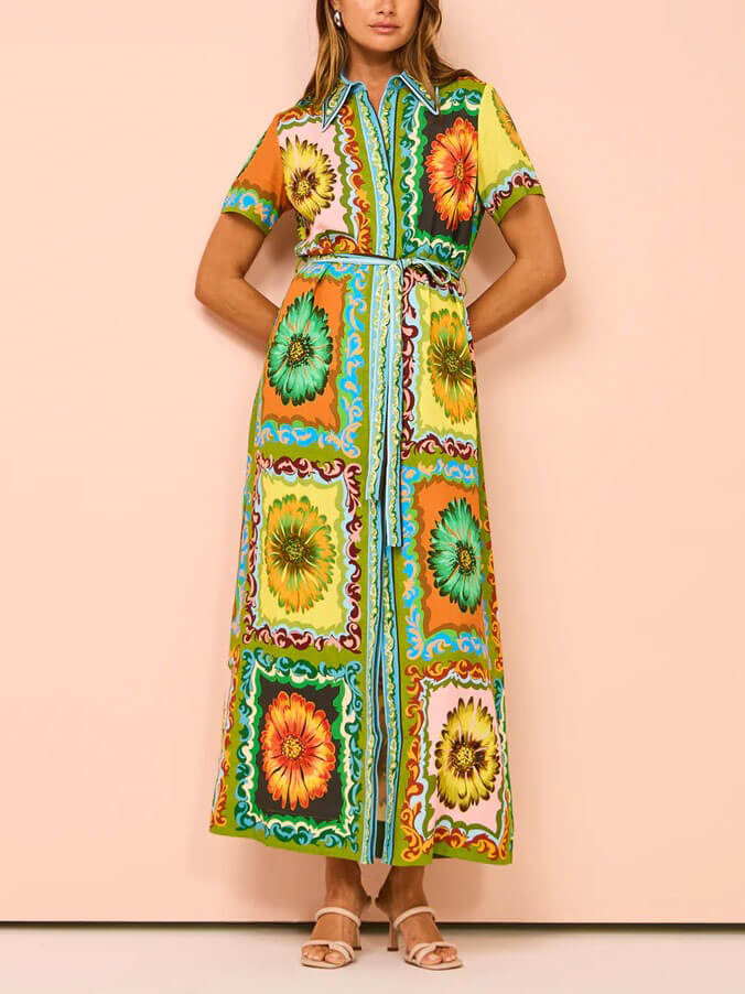 Rochie maxi cu imprimeu special floarea soarelui