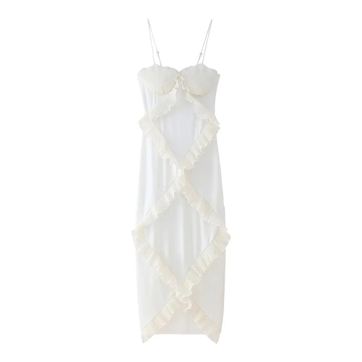 Plissert frilly Slip Slit Maxikjole