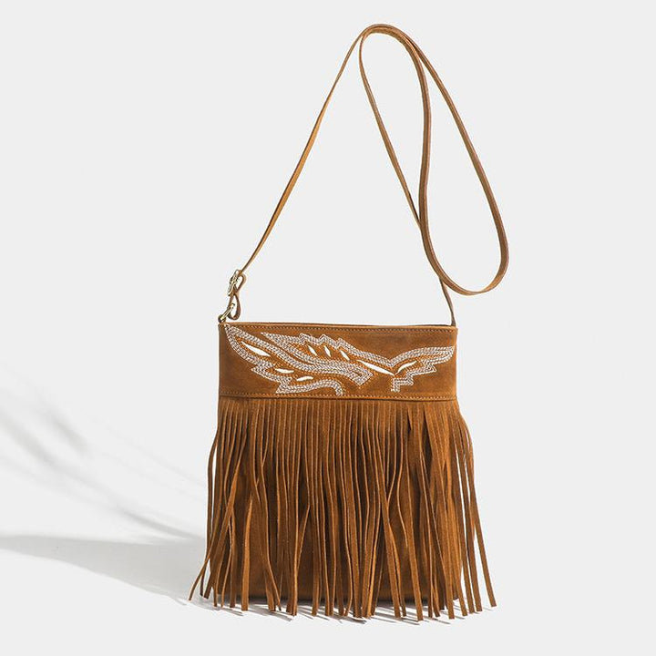 Western Cowboy Brown Fringe Crossbody taske