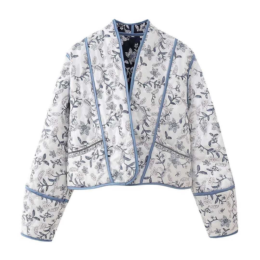 Ethnic Flower Print Reversible Jacket