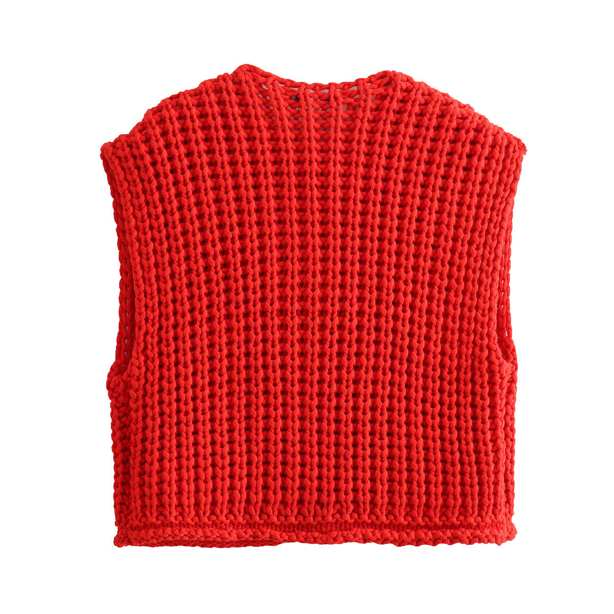 Store knapper ensfarvet strik vest cardigan