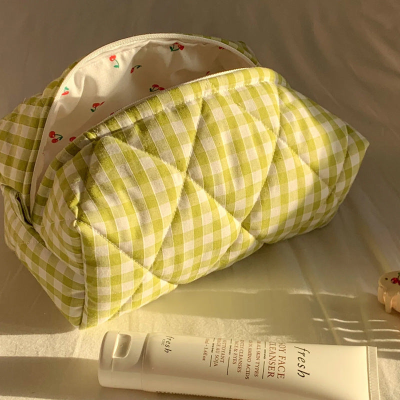Roze pastel met kersen handgemaakte make-up tas