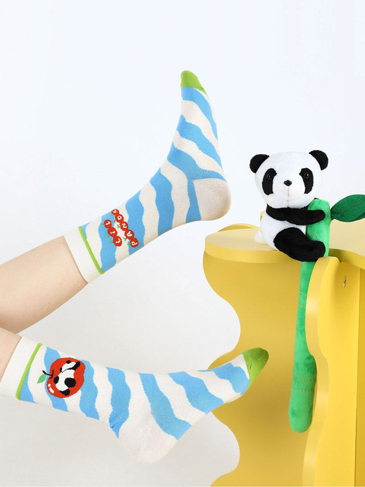 Calzini in cotone con motivo panda cartone animato