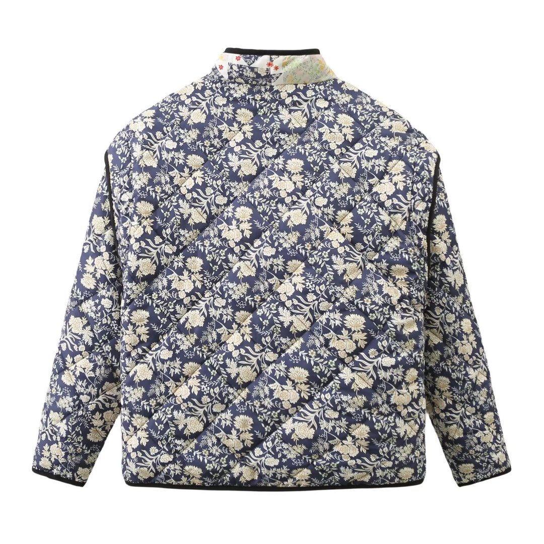 Naka-print na Loose Quilted Jacket