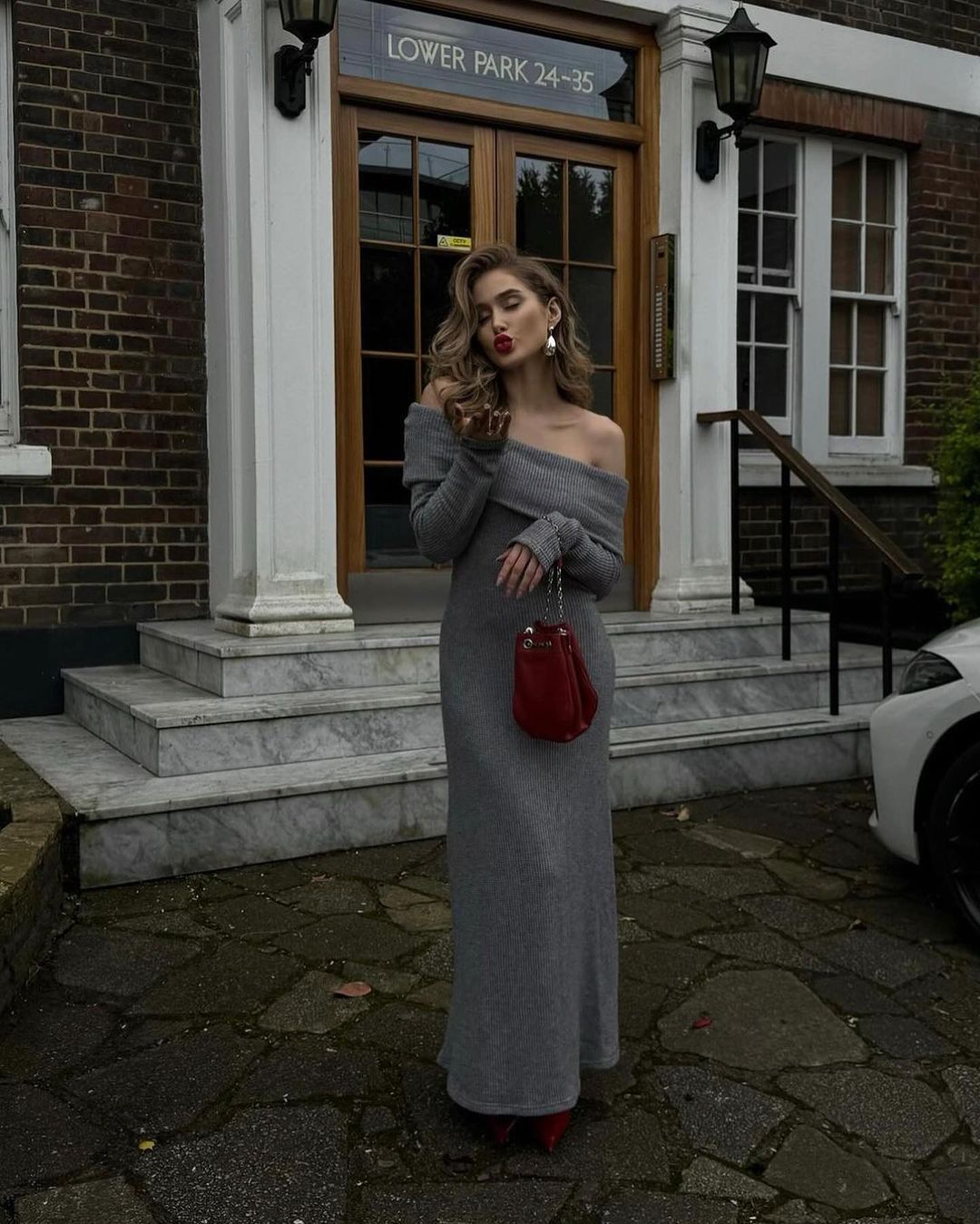 Πλεκτό Maxi Φόρεμα Off Shoulder Fit