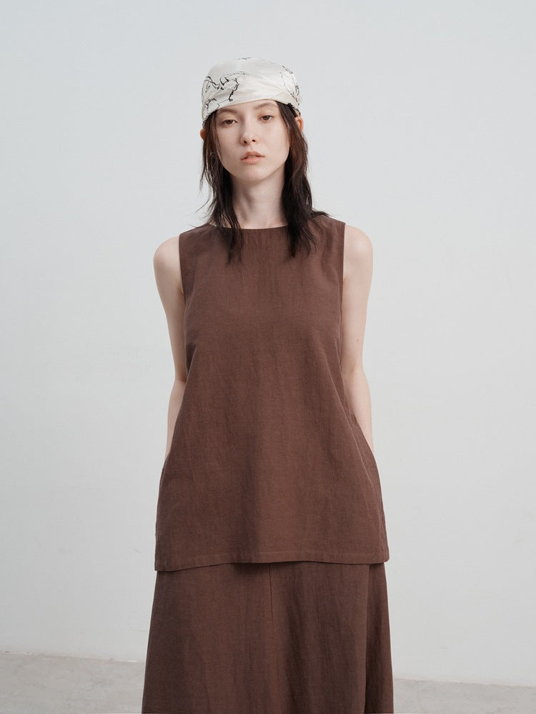 Casual Cotton-Linen Loose Sleeveless Tank