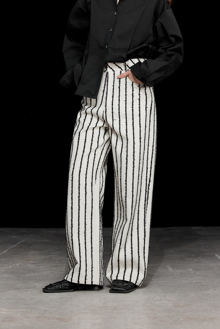 Casual stripete bukser med vidde ben
