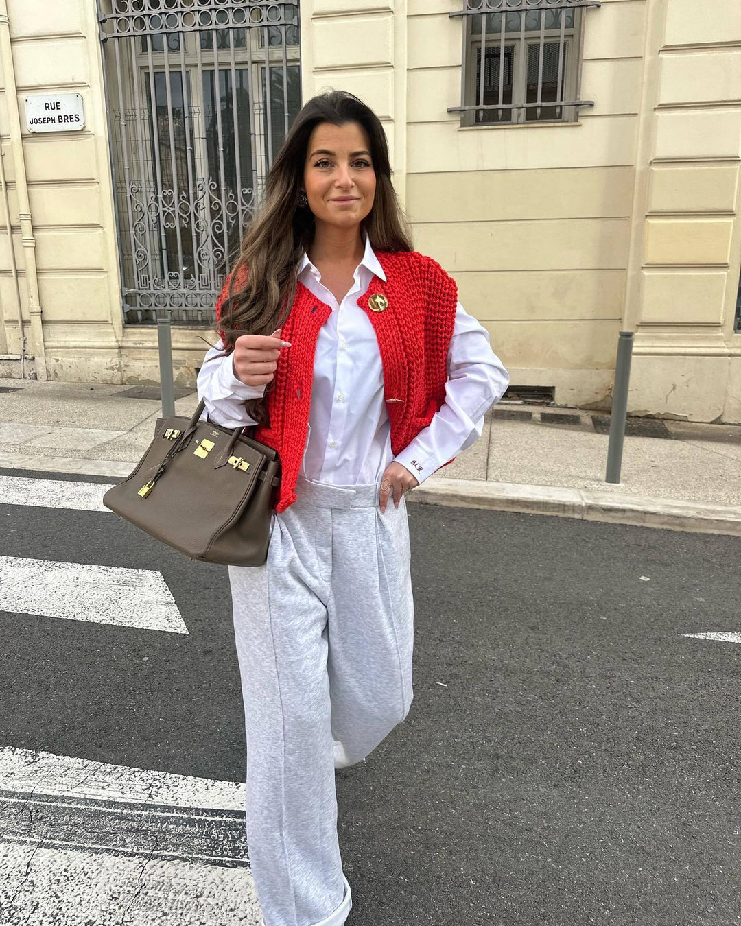 Store knapper ensfarvet strik vest cardigan