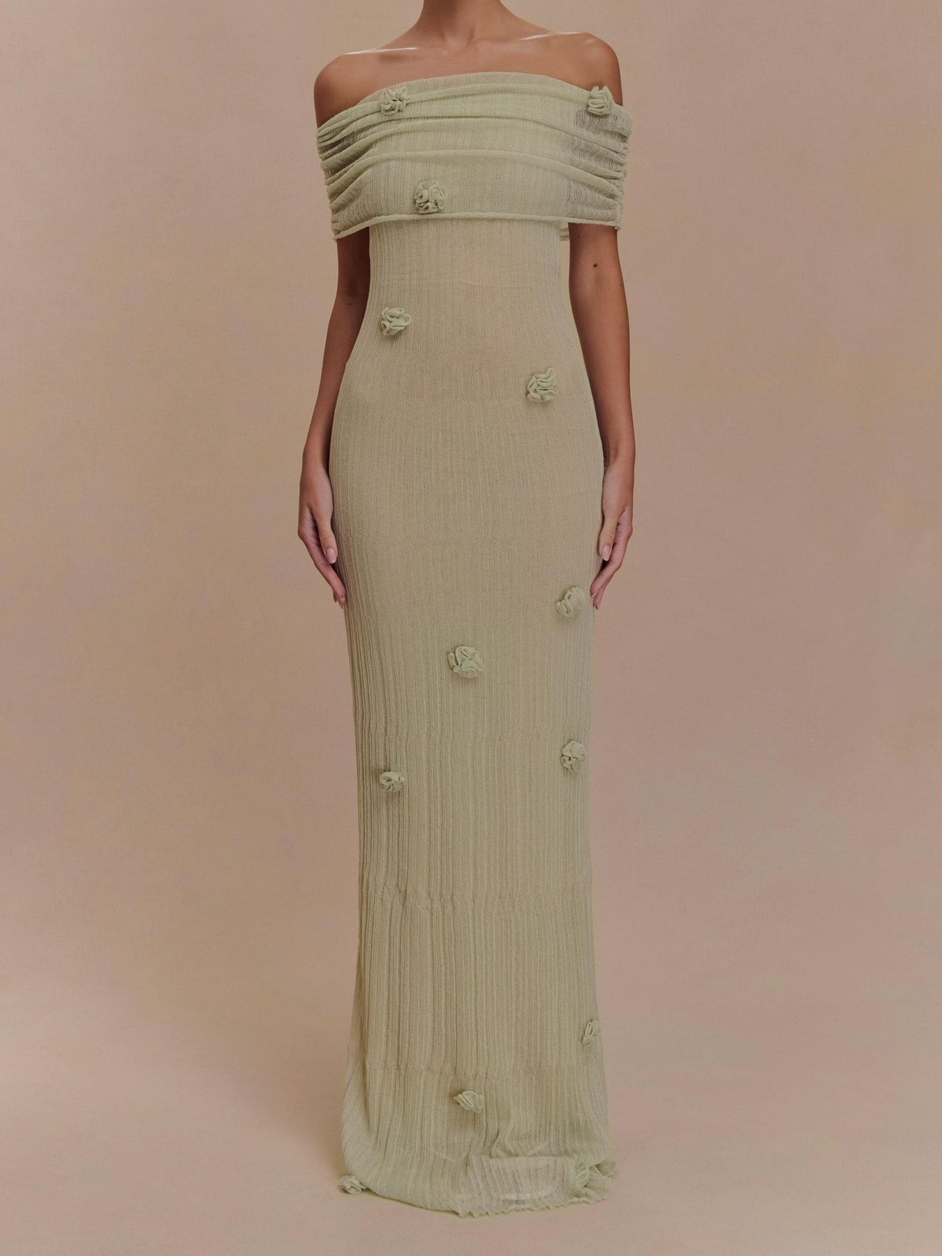 Robe longue en maille orchidée