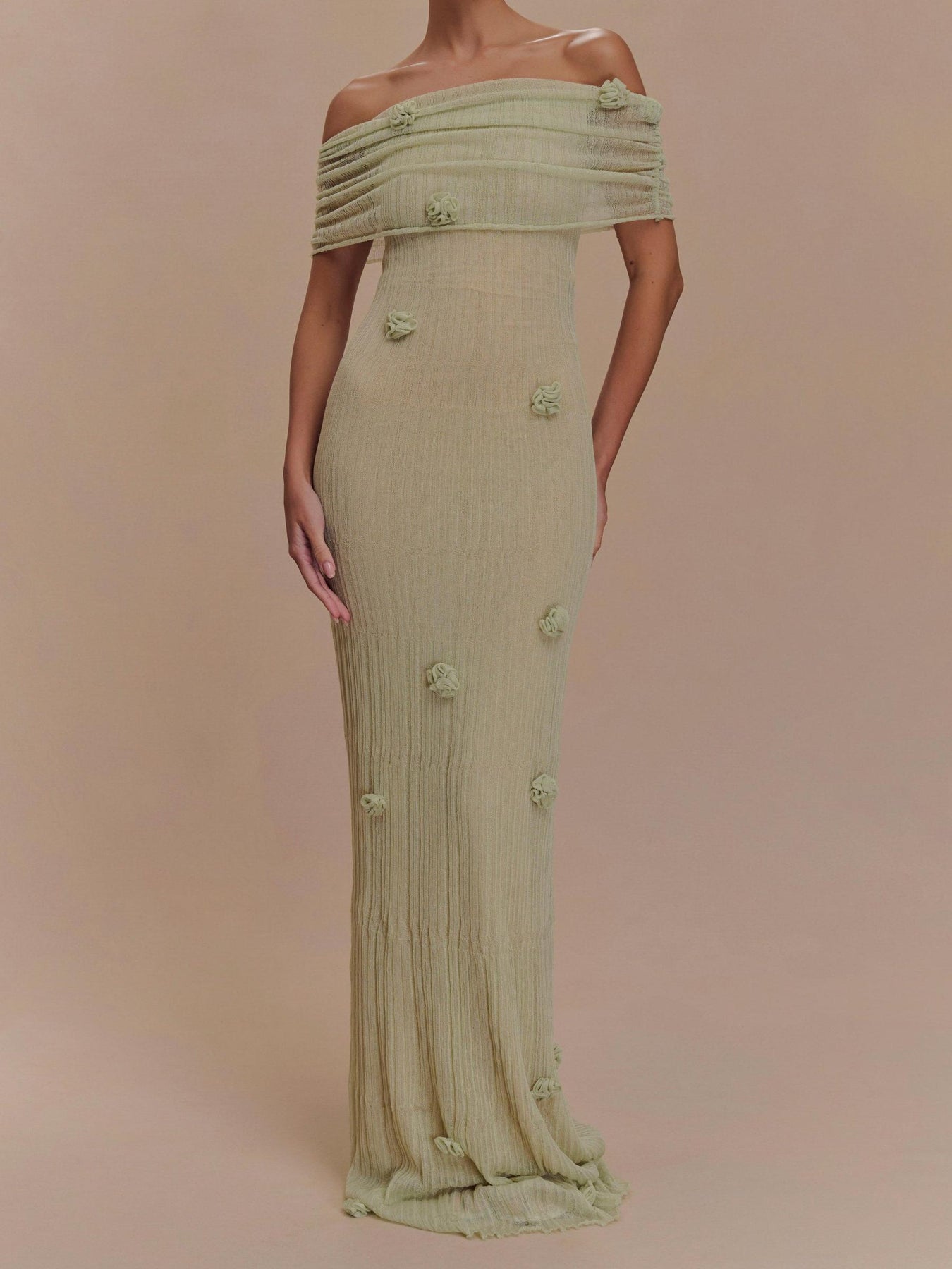 Robe longue en maille orchidée