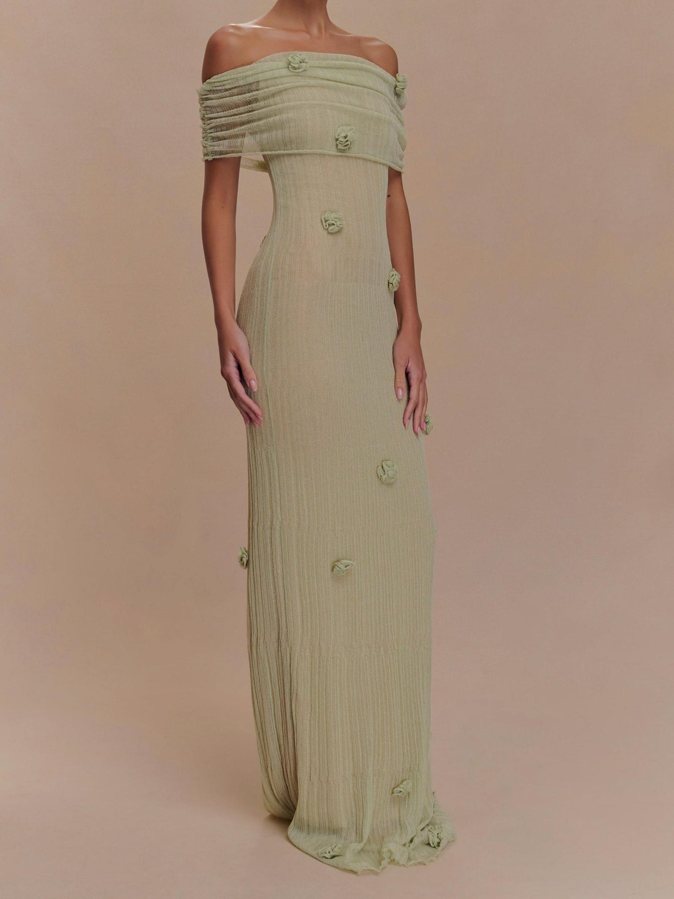 Robe longue en maille orchidée