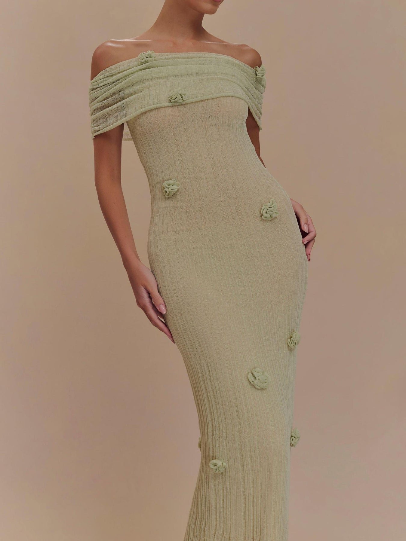 Robe longue en maille orchidée