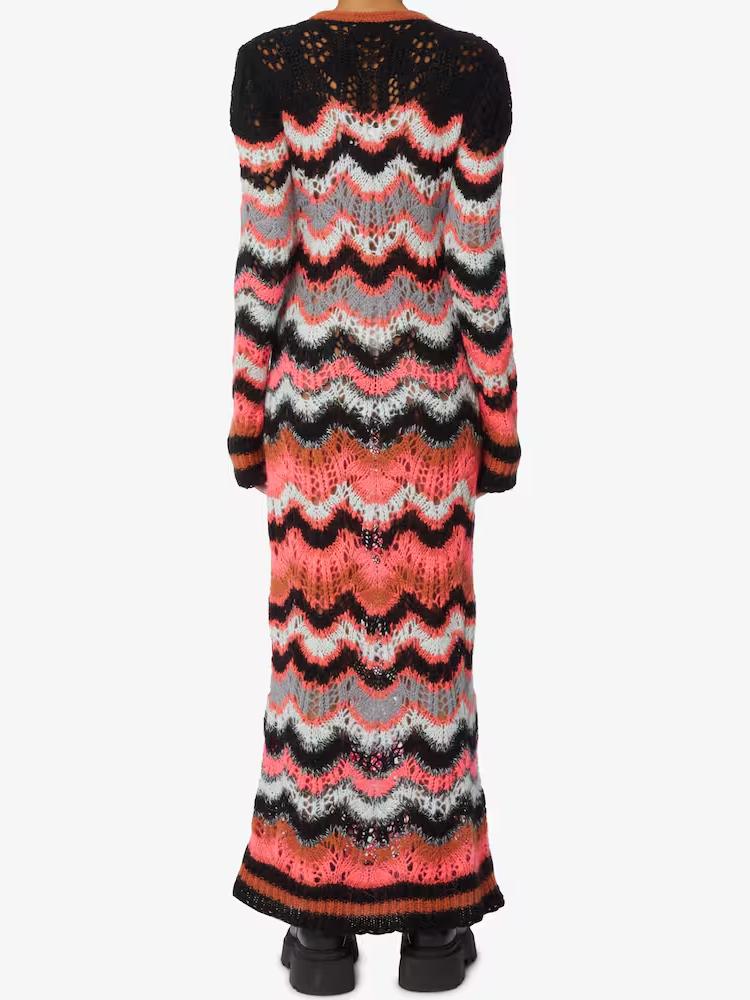 Multicolor Chevron Knit Maxi Dress