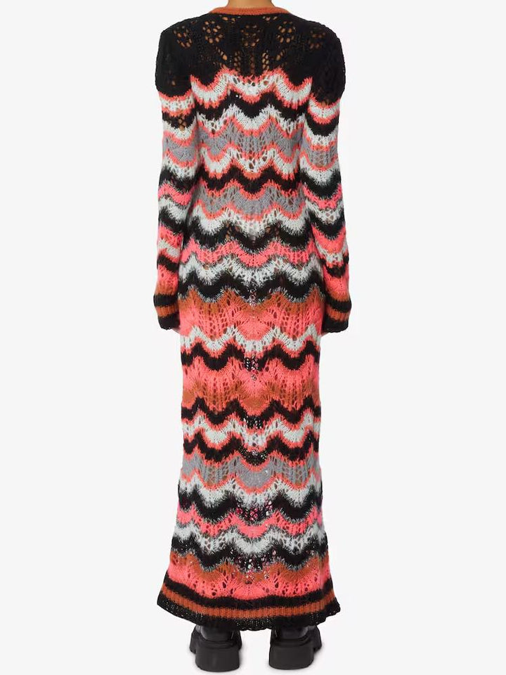 Multicolor Chevron Knit Maxi Dress
