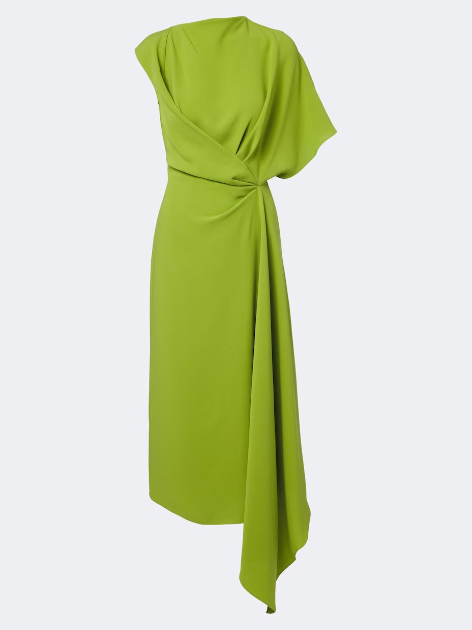Asymmetric Draped Midi Dress