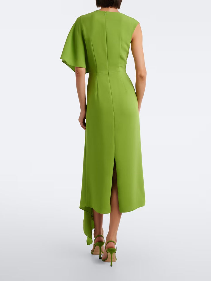 Asymmetric Draped Midi Dress
