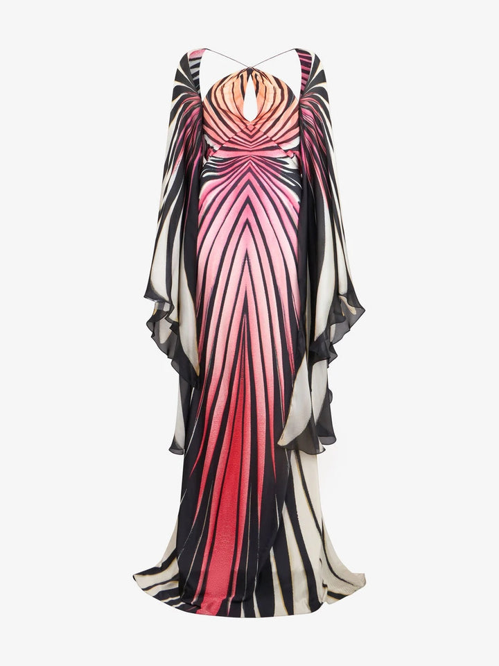 Vestido Maxi Capeado Abstracto