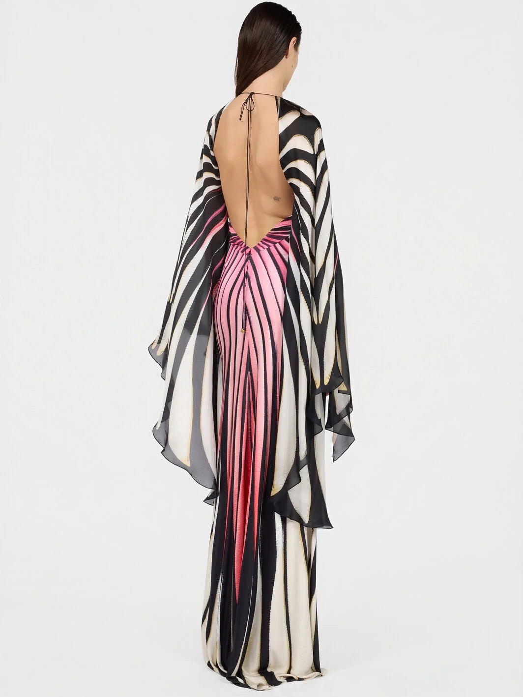 Vestido Maxi Capeado Abstracto